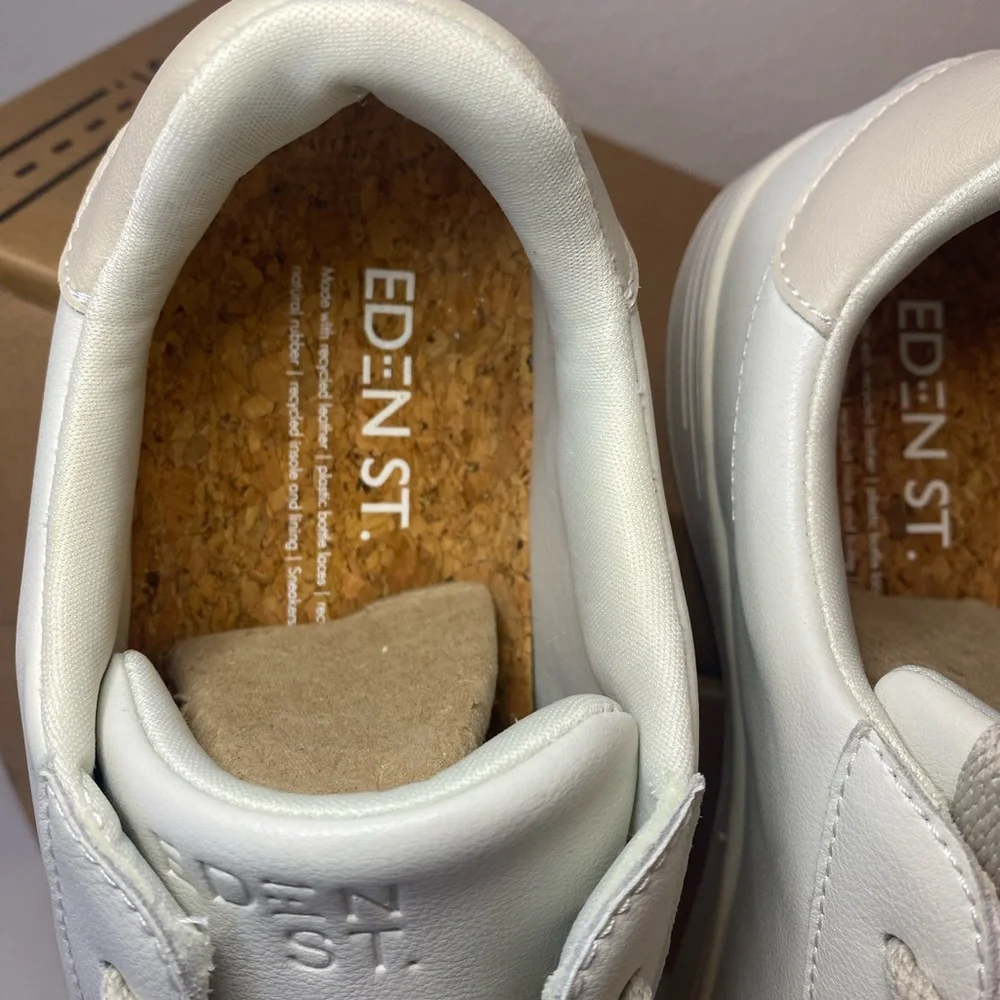 Eden St. White Men's Sneakers Recycled Leather. - Picture 4 of 11